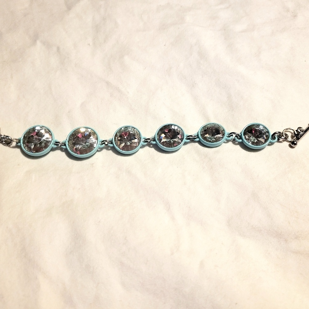 LOFT Light Teal and Rhinestone bracelet